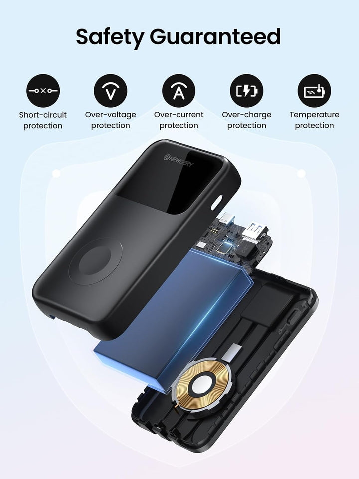 NEWDERY Powerbank für Apple Watch & iPhone Ladegerät 20000mAh Drahtloses Ladestation Power Bank, Sch