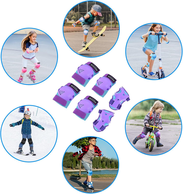 BOSONER Knieschoner Kinder Schoner Inliner Protektoren 6er Set Schützer Inliner Inline Skates Knie U