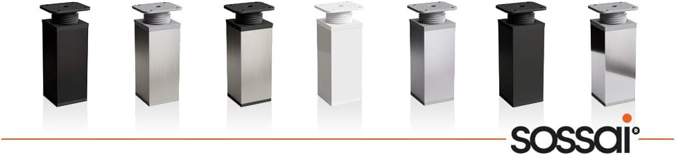 sossai® Design-Möbelfüsse MFV1 | höhenverstellbar | 8er Set | Vierkant-Profil: 40 x 40 mm | Farbe: A