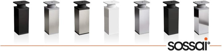 sossai® Design-Möbelfüsse MFV1 | höhenverstellbar | 8er Set | Vierkant-Profil: 40 x 40 mm | Farbe: A