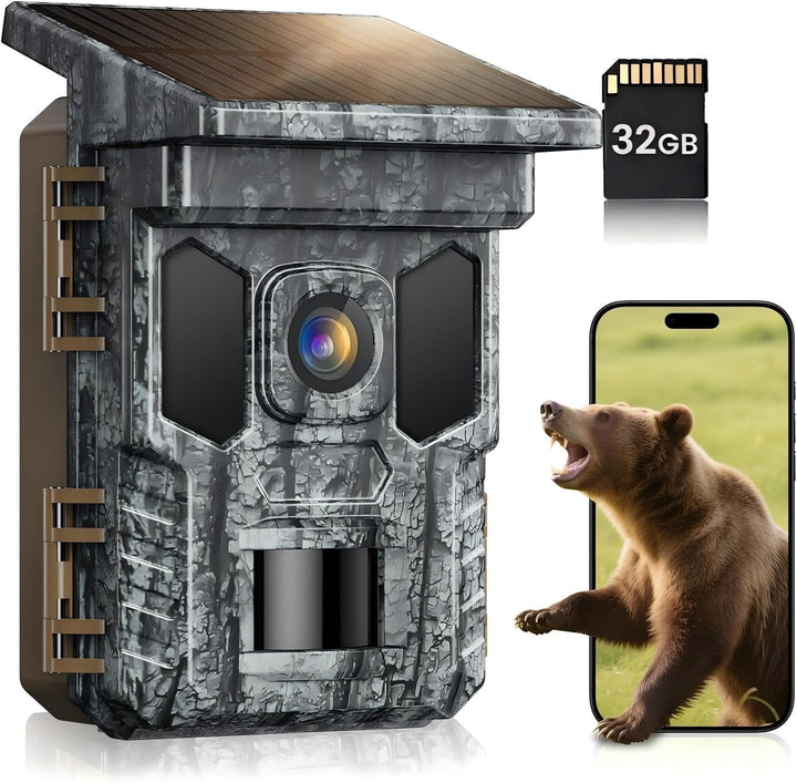 Wildkamera mit Handyübertragung App-4K 64MP WLAN Wildtierkamera mit Bewegungsmelder Nachtsicht, 32GB
