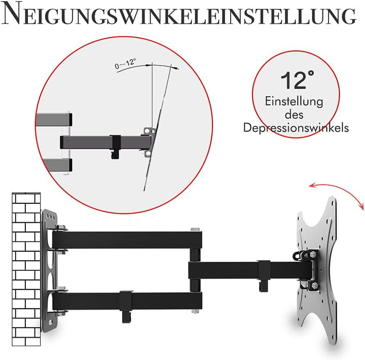 TV Wandhalterung 26-55 Zoll, Wandhalterung Fernseher Schwenkbar mit Wasserwaage, TV Halterung Schwen