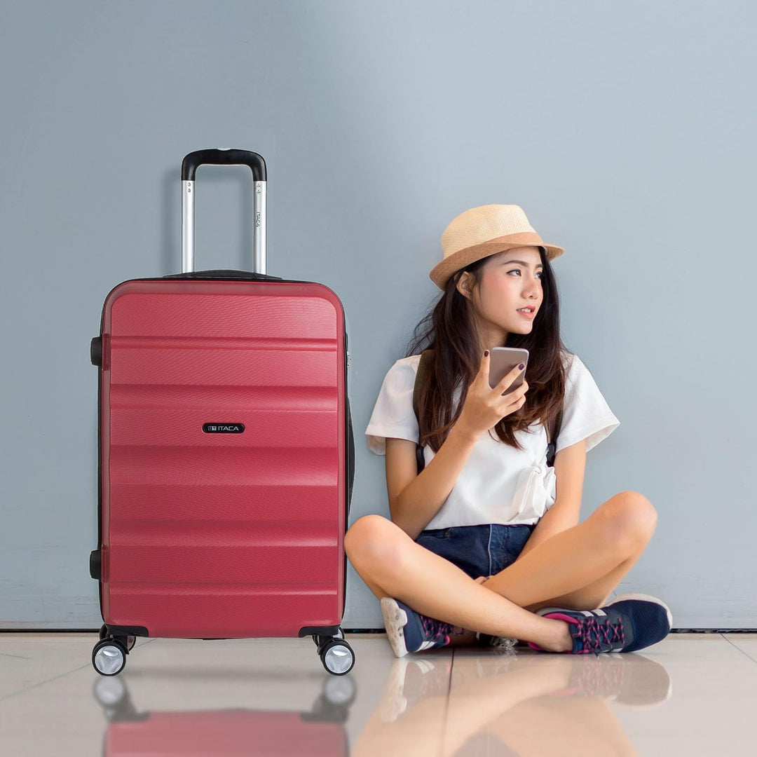 ITACA - 3er Hartschalen Kofferset 55/65/75 cm ABS. 4 Rollen. Robuster und Leichter. Hängeschloss. Kl