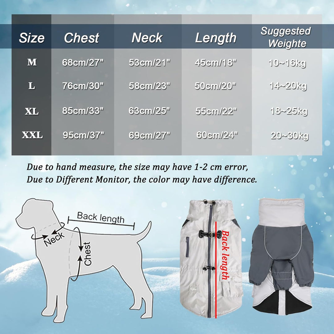 Hundemantel mit Geschirr D-Ring und Tasche, warme Hundejacke für mittlere grosse Hunde, wasserdichte