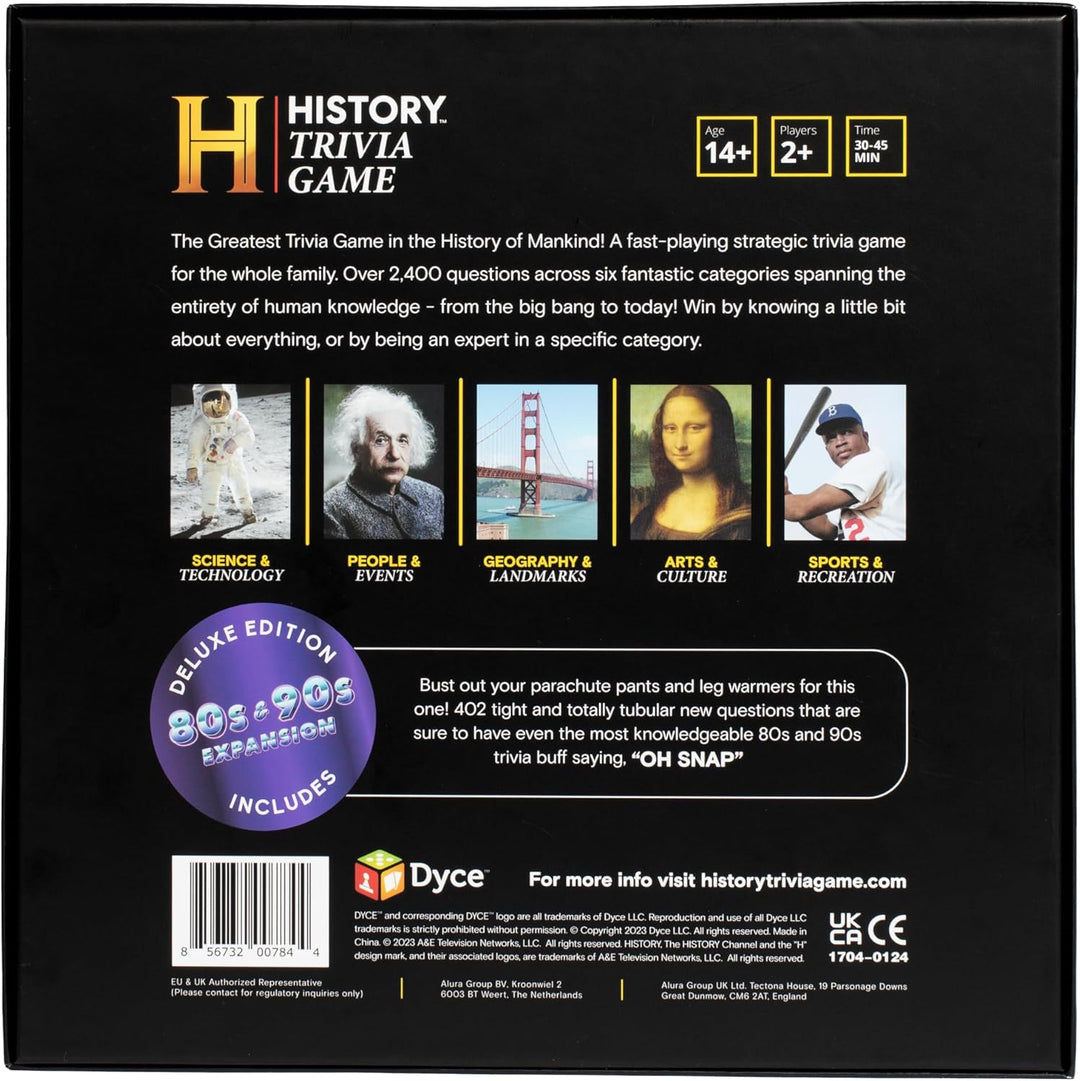 History Channel Trivia Board Game Deluxe Edition with 80s & 90s Expansion Pack - 2400+ General Knowl