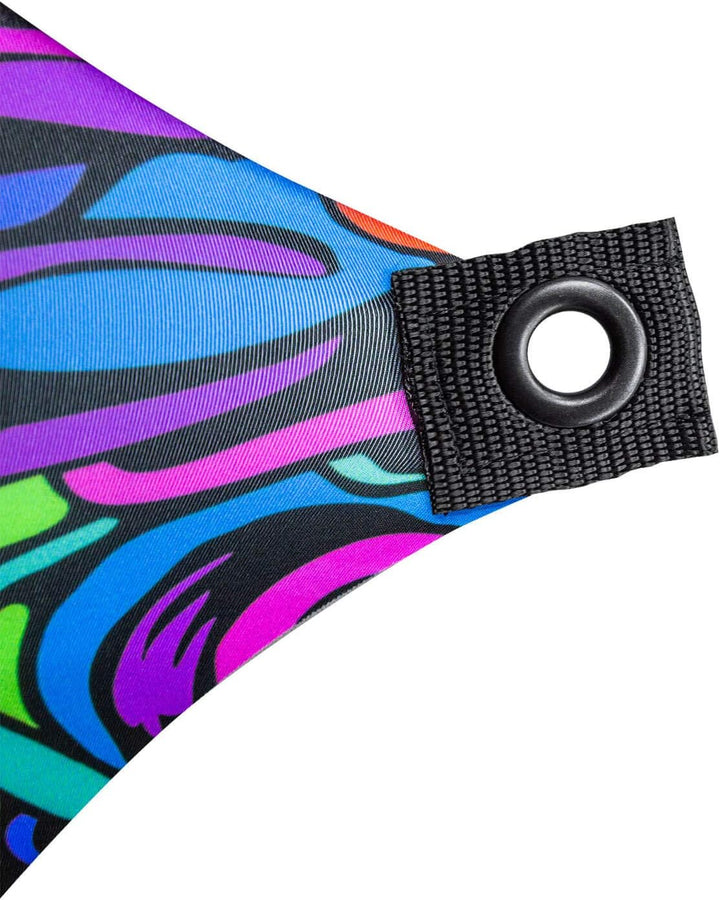 PSYWORK Schwarzlicht Segel Spandex | Drache S Dragon Temple II | 0,55 x 1,10m | UV-aktiv | Leuchtend