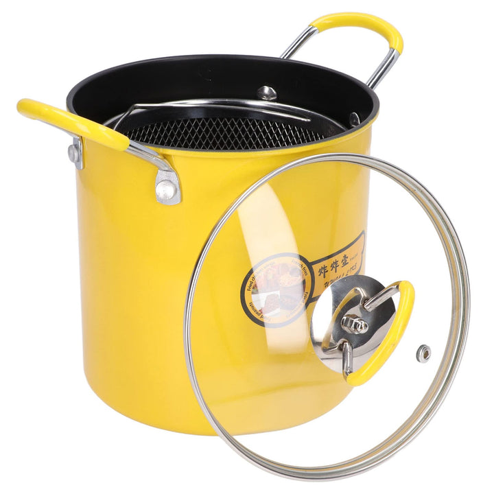 Mini Fritteuse 3L aus Edelstahl mit Ölfilter und Deckel, Abnehmbares Ölablaufnetz, Tiefe Bratpfanne