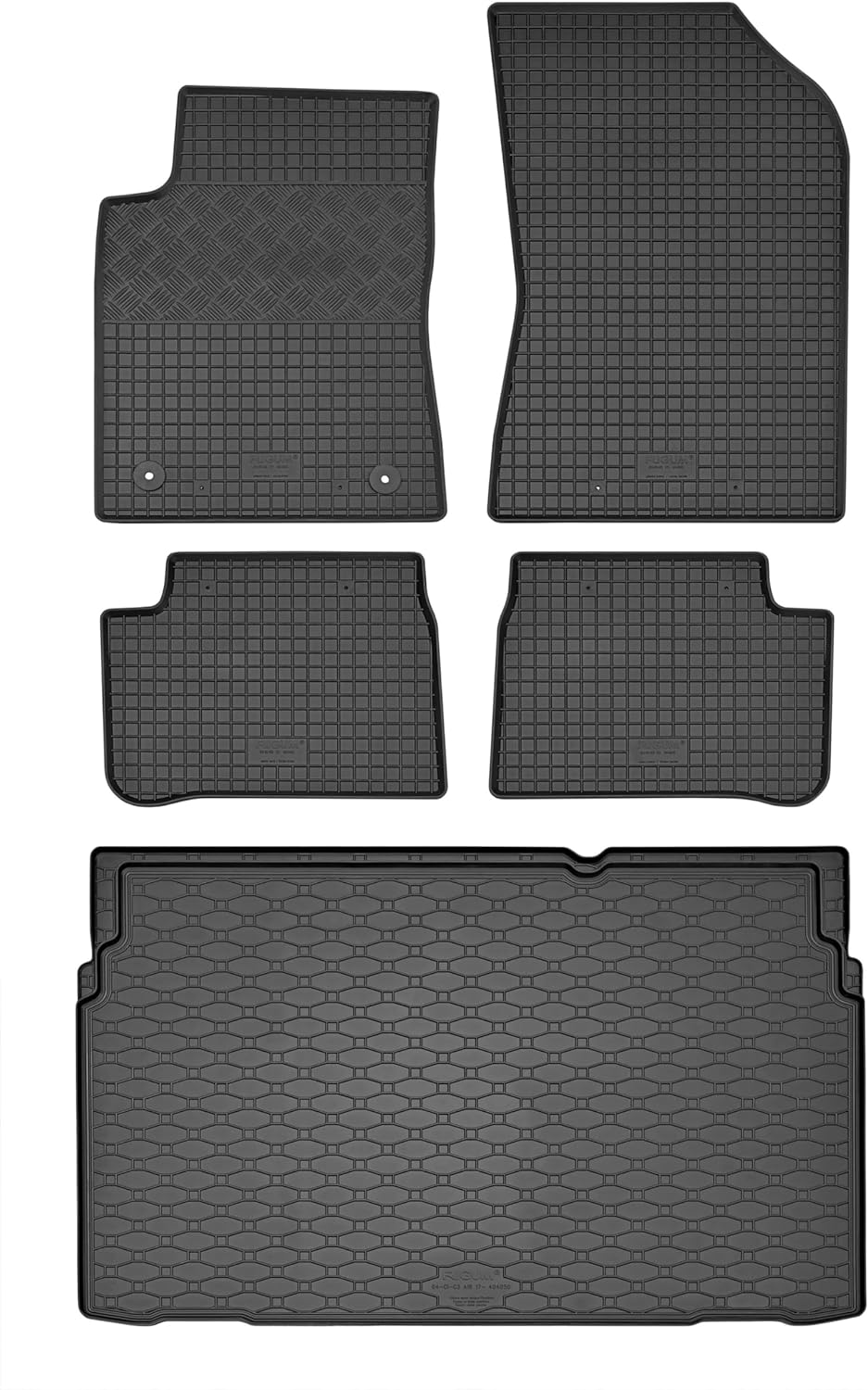 Passgenaue Kofferraumwanne und Gummifussmatten geeignet für Citroen C3 Aircross ab 2017 + Gurtschone