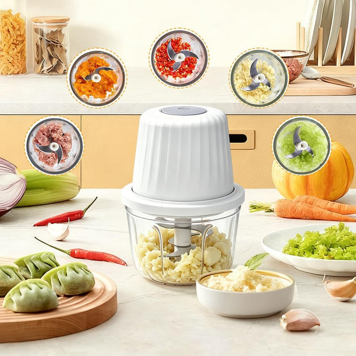 Gohytal Elektrischer Küchenzerkleinerer Mini, 350ml + 250ml +100ml Zwiebelzerkleinerer Elektrisch, K