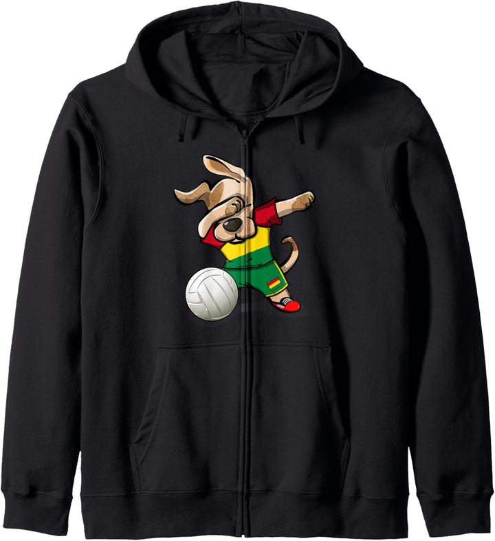 Tupfender Hund Bolivien Volleyball Bolivianische Flagge Kapuzenjacke