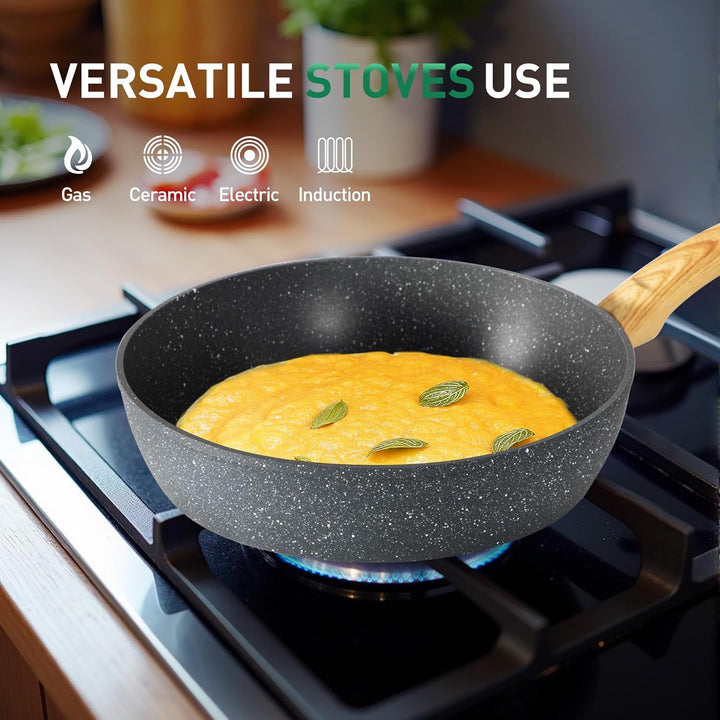 Kitchen Academy Topf und Pfannenset Topfset 12tlg Antihaft-Versiegelung Kochgeschirr Set mit Deckel,