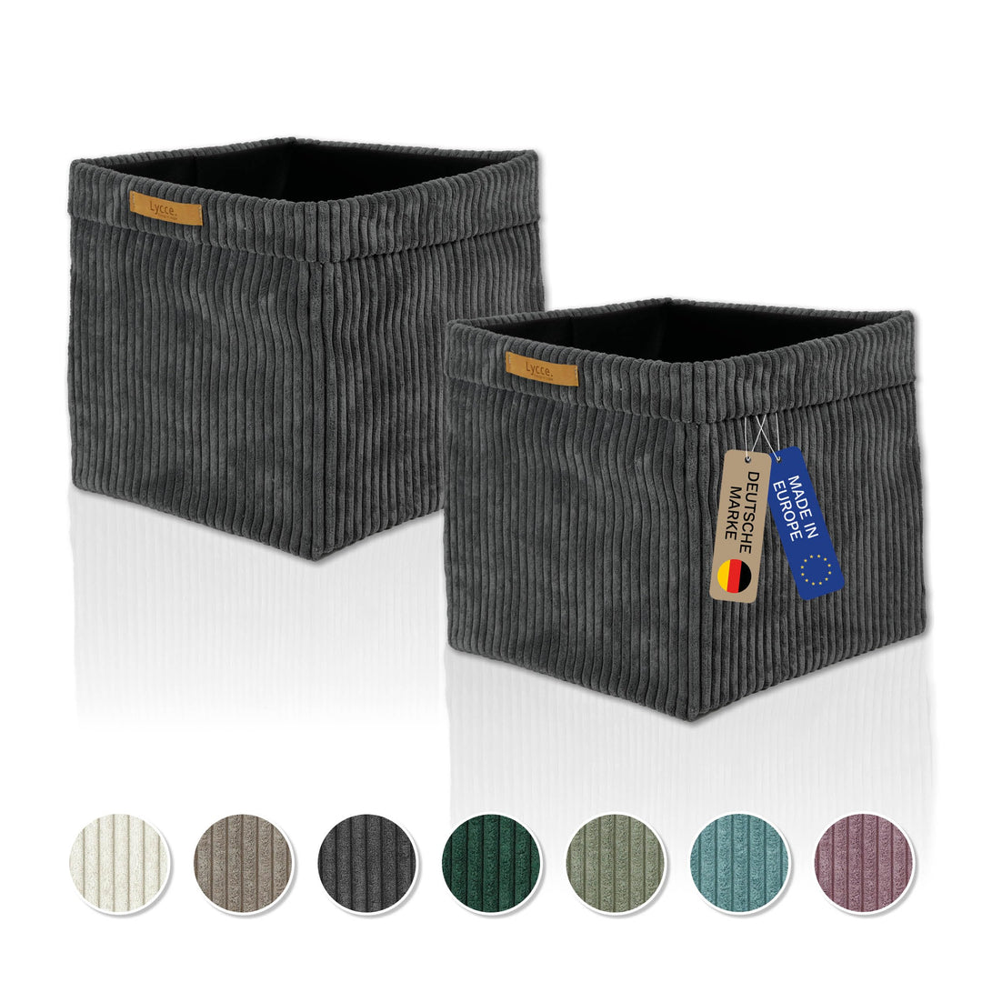 Lycce Kallax Boxen Cord 2er Set mit entfernbarem Cord-Bezug | d.grau Dunkelgrau 2er Set, Dunkelgrau
