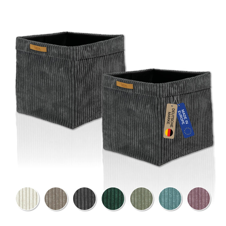 Lycce Kallax Boxen Cord 2er Set mit entfernbarem Cord-Bezug | d.grau Dunkelgrau 2er Set, Dunkelgrau