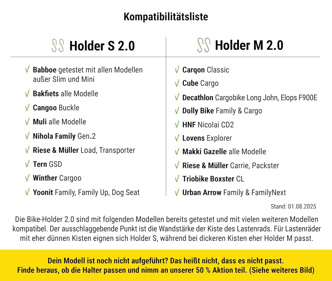 Frank Bike Holder M 2.0 – 2X Halterung für Kinderfahrrad & Laufrad am Lastenrad | kompatibel mit Urb