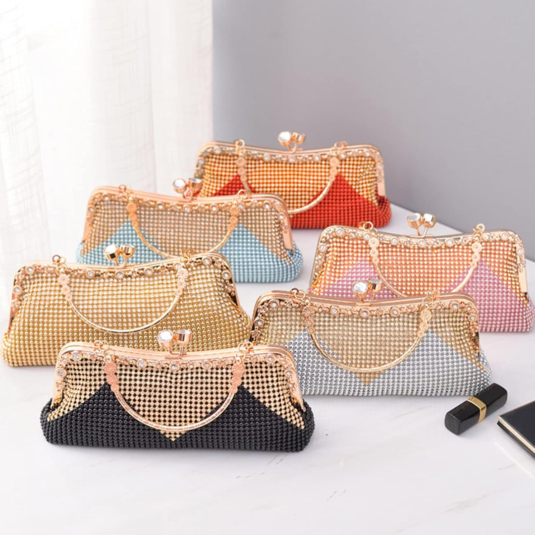 CORIOS Damen-Clutch Strasssteine Abendtasche Strass Handtasche Diamant Schultertasche Klein Tasche E