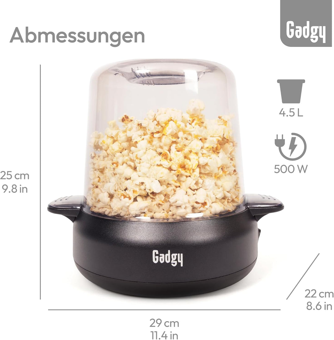 Gadgy Popcorn Maschine Premium - Popcorn Maker Heissluft 4,5 L - Popcornmaschine mit Antihaftbeschic