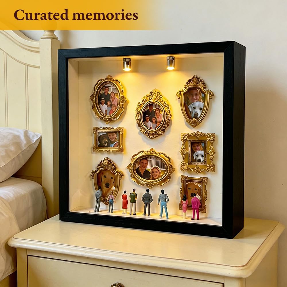 DIY Mini Museum Silhouette Box, Mini Figuren Menschen Museum mit lichtern, Kreatives Erinnerungsdisp