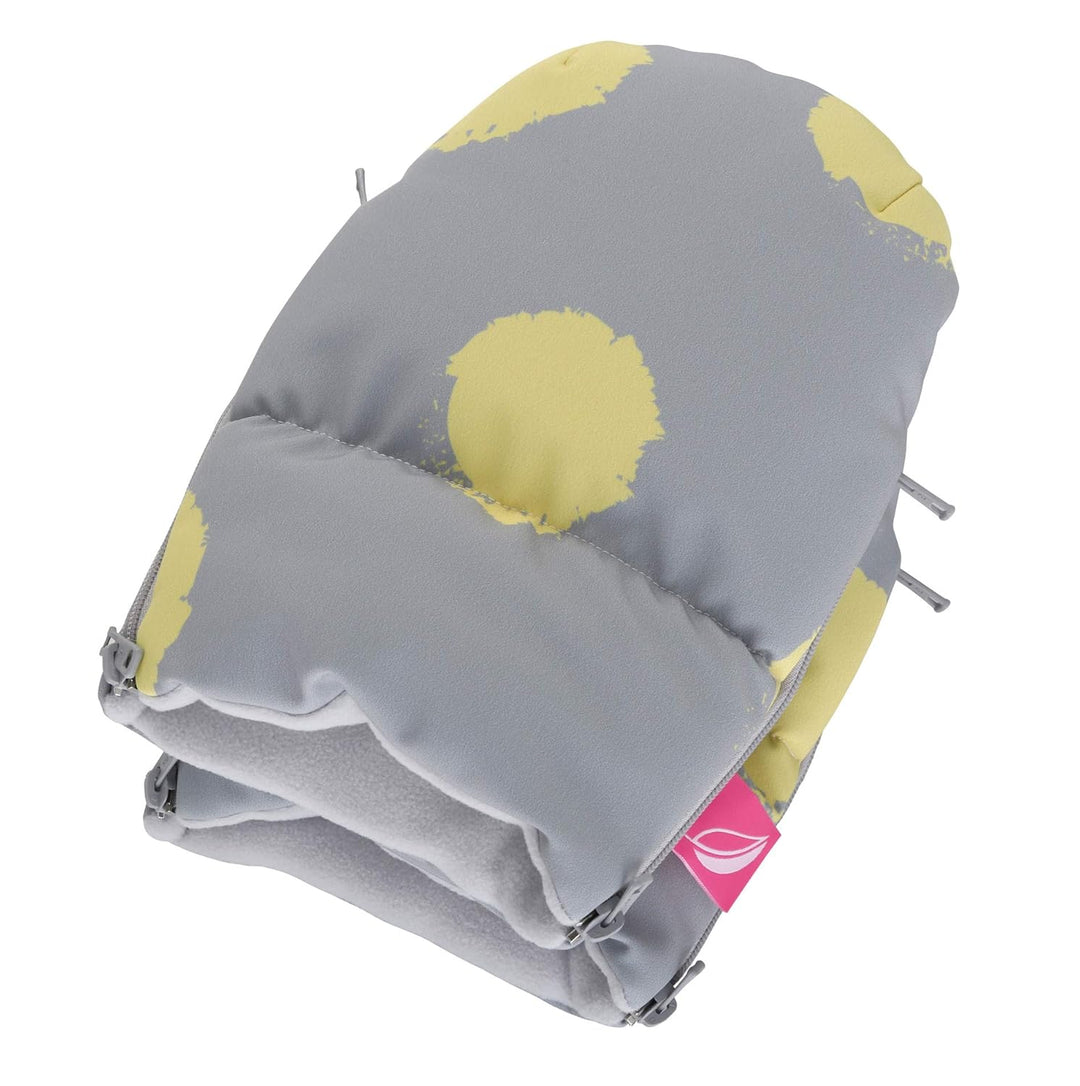 1 Paar Handwärmer Muffs für Kinderwagen - aus Softshell (Kleckse gelb), Kleckse gelb