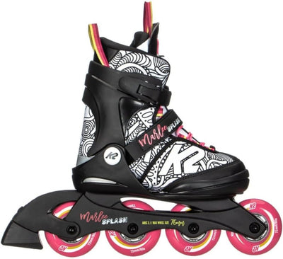 K2 Mädchen Marlee Splash Inline Skates M (EU: 32-37 / UK: 13-4 / US: 1-5) Black - Pink - Splash, M (