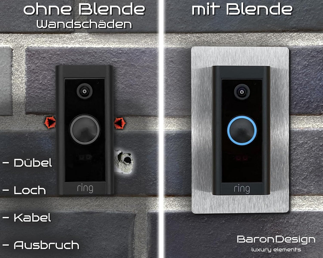 Baron Design | Edelstahl Blende | Zubehör für Ring Video-Türklingel Kabel/Video Doorbell Wired | Hal