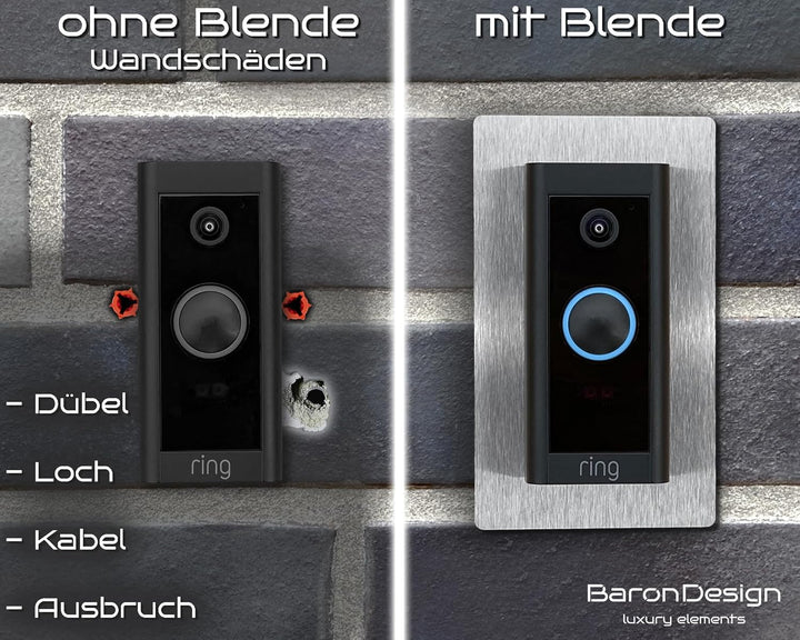 Baron Design | Edelstahl Blende | Zubehör für Ring Video-Türklingel Kabel/Video Doorbell Wired | Hal
