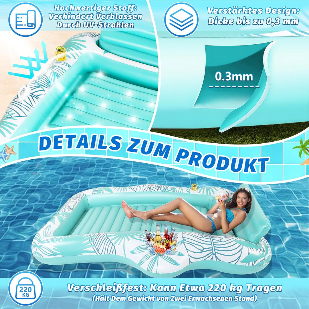 Charmofun Luftmatratze Tanning Pool Gross, 210 * 155 cm Doppelte Deluxe Aufblasbarer Sonnenpool mit