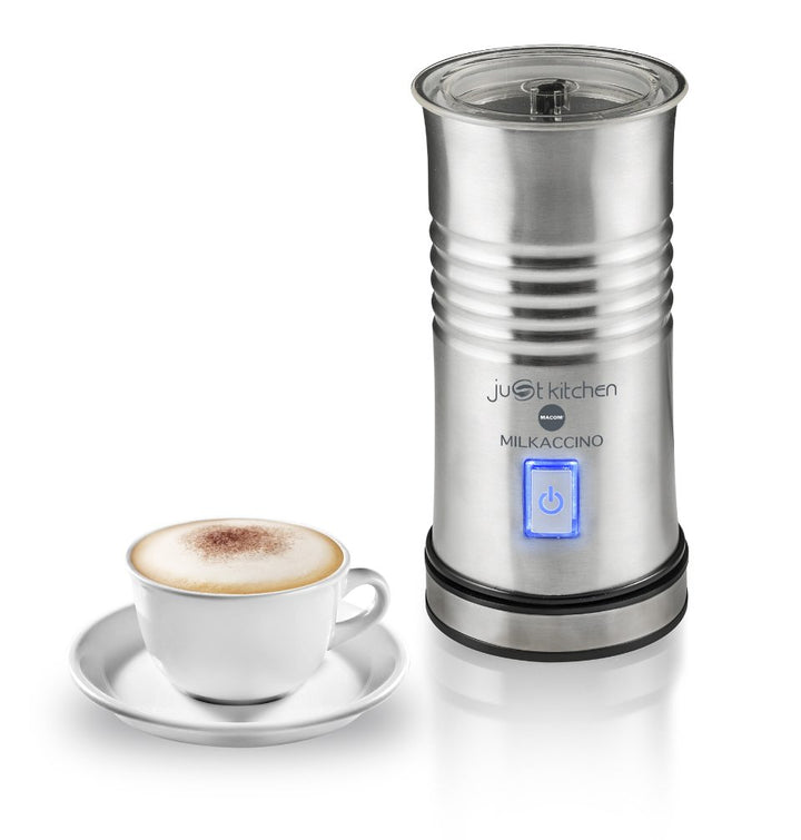 Macom Just Kitchen 867 milkaccino montieren schäumt/Elektrischer Milchschäumer, Edelstahl gebürstet