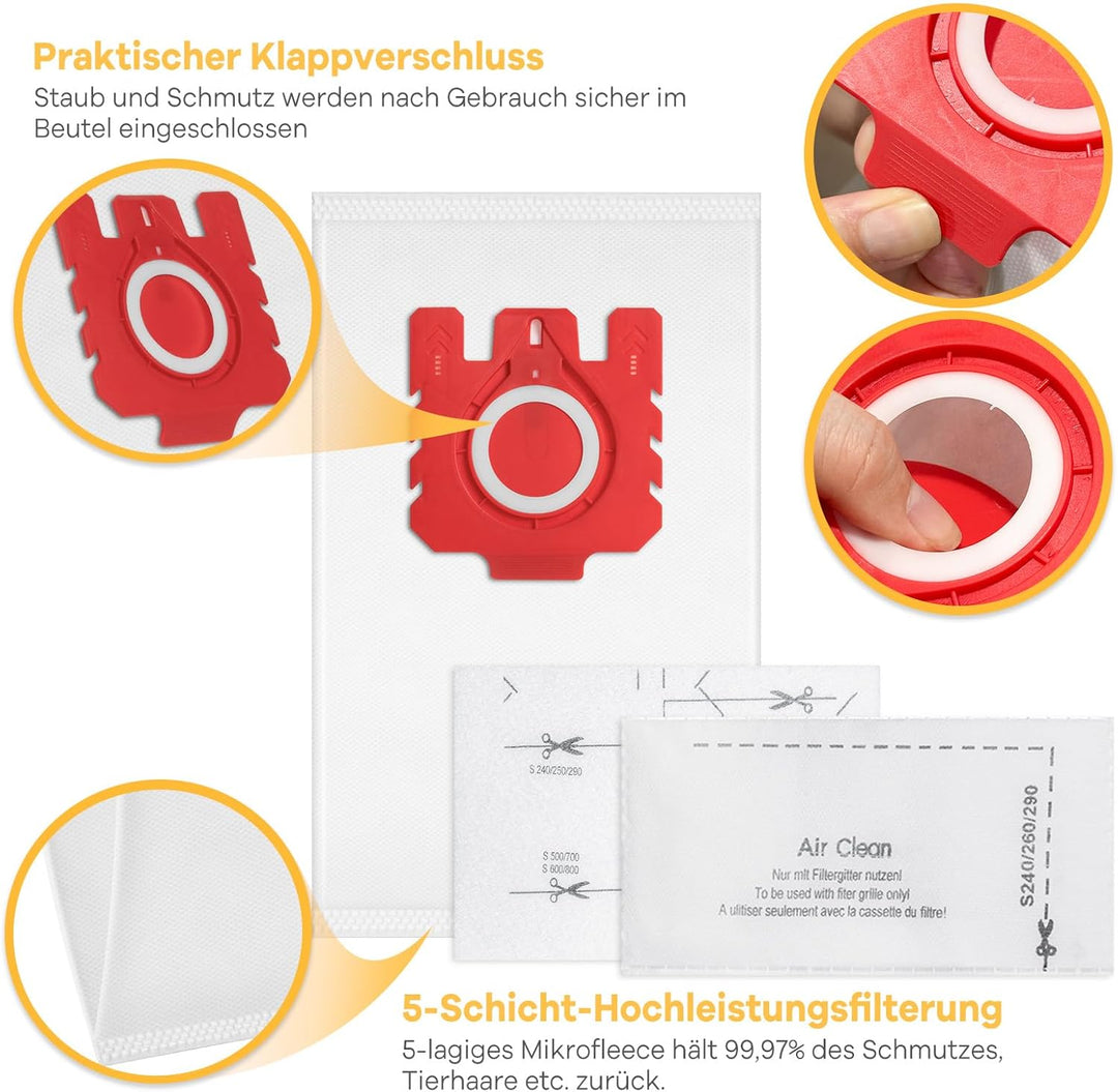 8 Stück Staubsaugerbeutel für Miele Hyclean Pure FJM Staubsauger Complete C1 Compact C1 C2 S24 S256i
