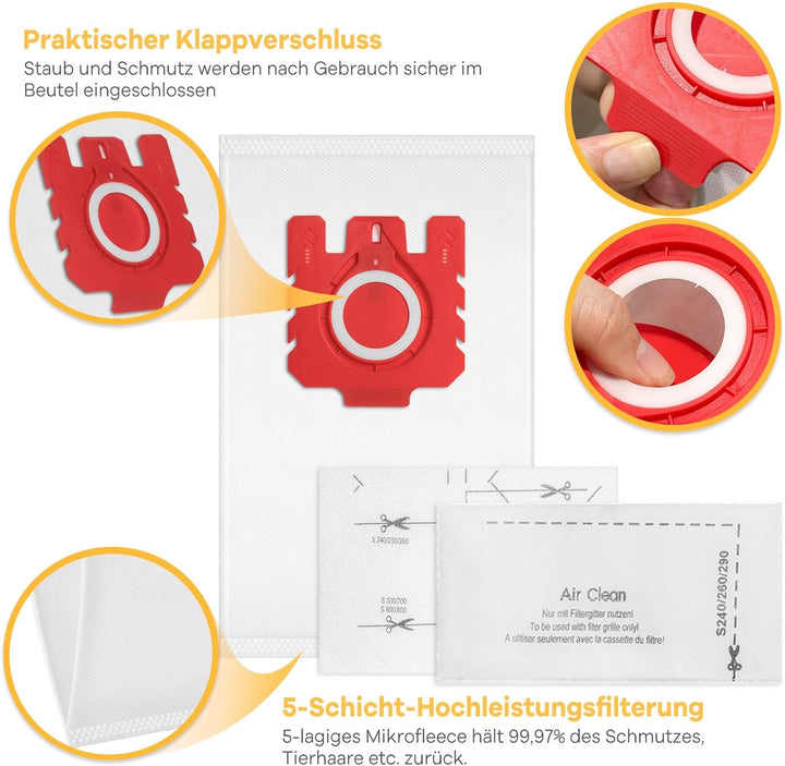 8 Stück Staubsaugerbeutel für Miele Hyclean Pure FJM Staubsauger Complete C1 Compact C1 C2 S24 S256i