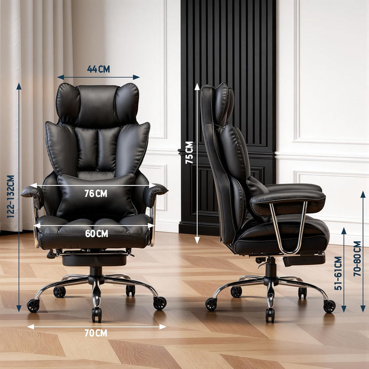 Efomao bürostuhl, PU Leder bürostuhl ergonomisch, Chefsessel mit Lendenwirbelstütze und hoher Rücken