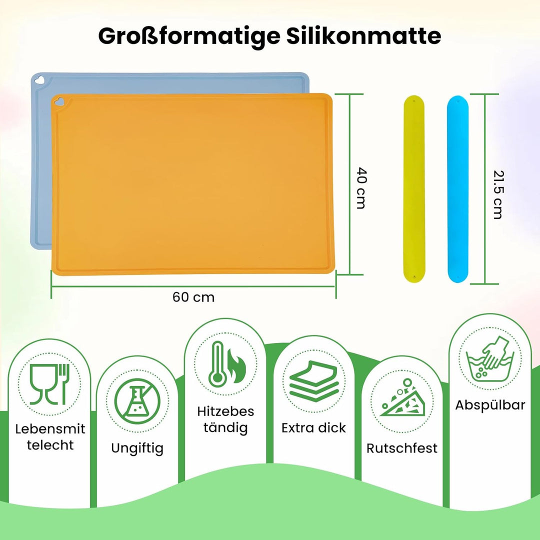 GEEKHOM 2 Stück Malunterlage für Kinder 60x40cm - A2 Silikon Bastelunterlage Gross Silikonmatte für