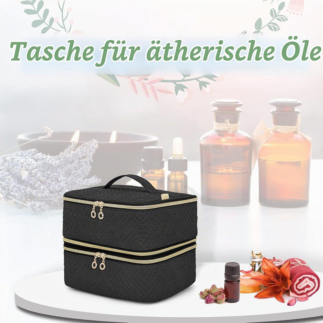 Luxja Ätherische Öl Tasche, Doppelschicht Aufbewahrungstasche für Öle und Zubehör, Öl Tasche für 60
