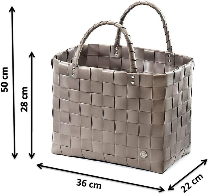 Kobolo Tasche Einkaufskorb geflochten Kunststoff Shopper - GREY XXL - 36x22x28 cm
