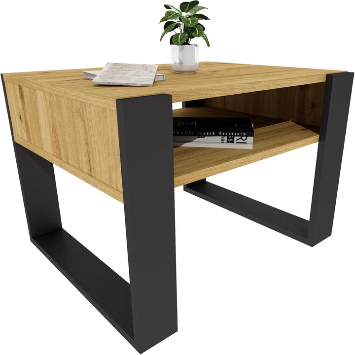 Couchtisch 65×53.6 cm – Wohnzimmertisch aus Holzwerkstoff, Stabiler & moderner Kaffeetisch mit zusät