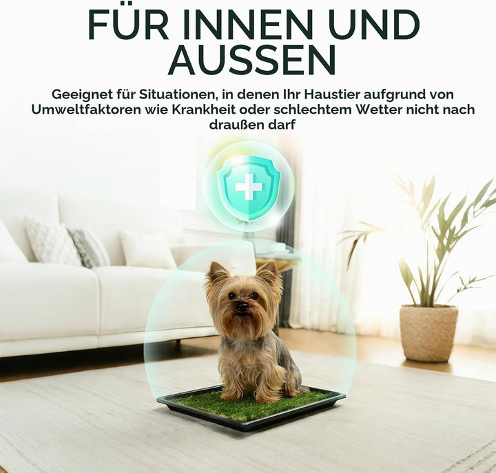 MEEXPAWS Hundetoilette Hundegras-Pisspads für Hunde mit Tablett | 2× Kunstrasenpads für Hunde | 2 Tr