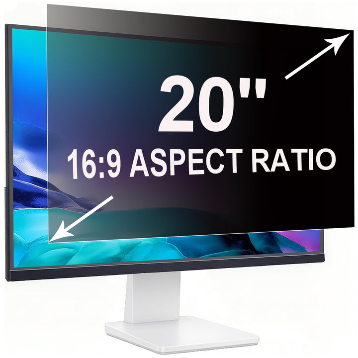 Sichtschutzfolie für 20 Zoll 16:9 (44.2x24.9cm) Monitor - Blaulichtfilter & Blendschutz, Abnehmbar B
