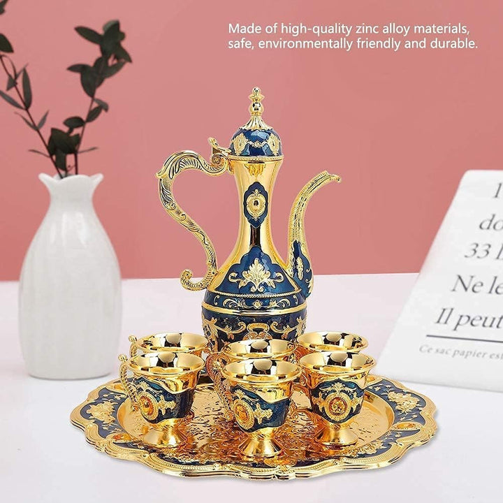 Flachmann Set Russischen Stil, 6 Tassen 1 Topf 1 Teller Metall Wein Trinkbecher Flachmann Set Metall