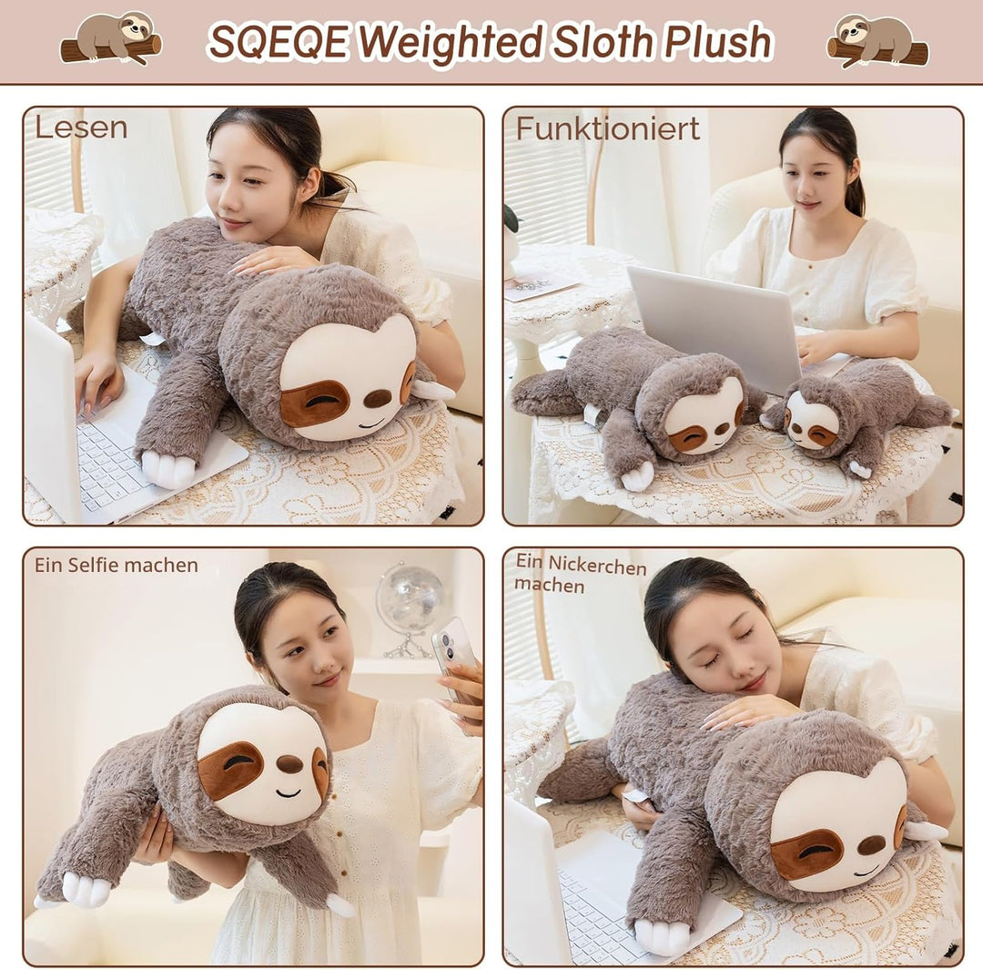 SQEQE Gewichtetes Faultier Kuscheltier, Weiches Faultier Plüschtier Kuscheltierkissen mit Gewicht, C
