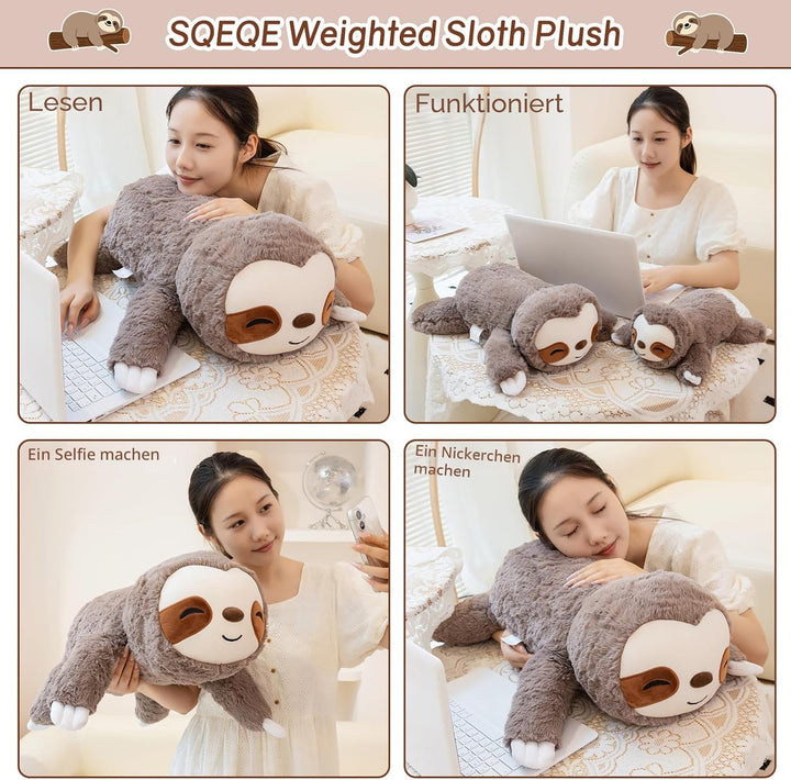 SQEQE Gewichtetes Faultier Kuscheltier, Weiches Faultier Plüschtier Kuscheltierkissen mit Gewicht, C