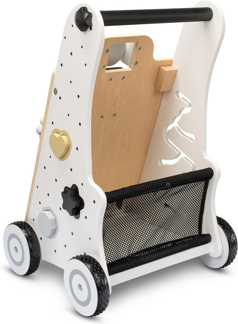 COIL Babywalker Lauflernwagen, Kinderwagen aus Holz, Lernspielzeug, ab 12 Monaten