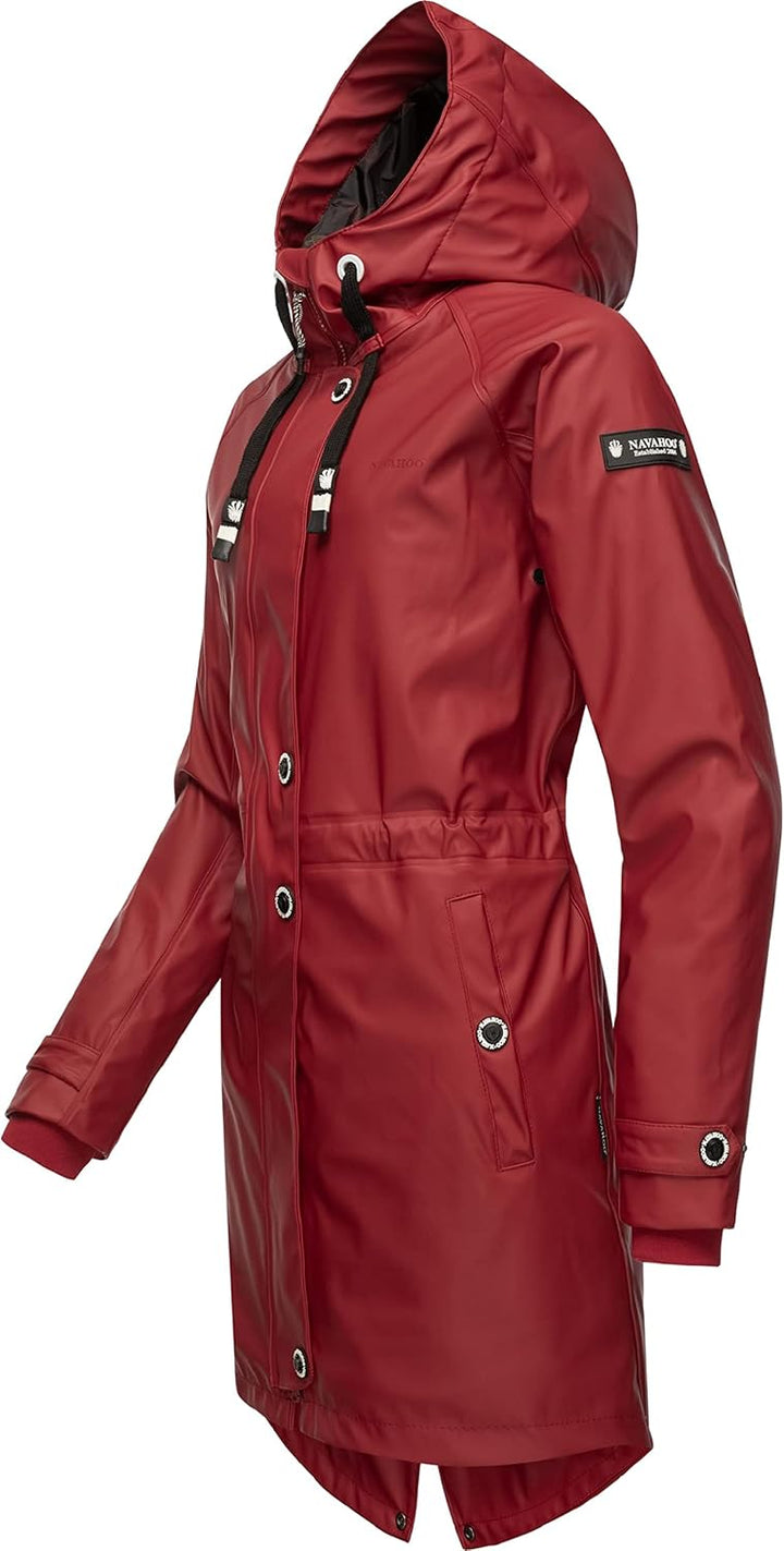 Navahoo Damen Übergangsjacke Regenmantel wasserdicht lang warm gefüttert mit Kapuze Rainy Flower XS-