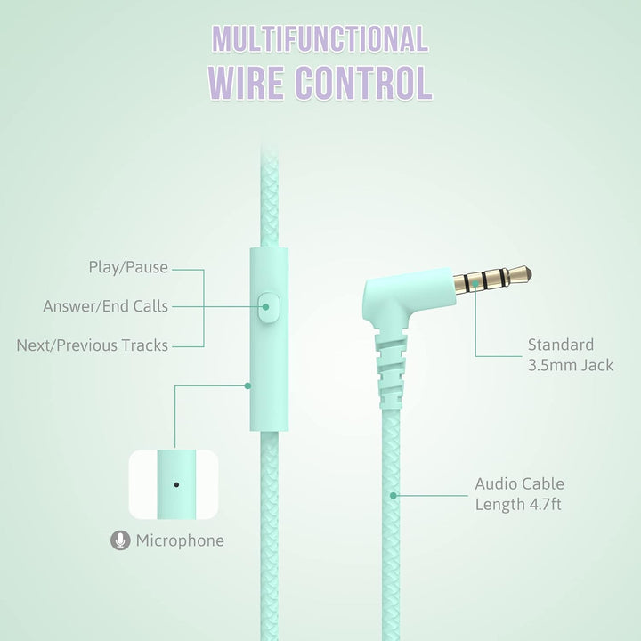 RockPapa L22 Kinder kopfhörer, Kabel Kopfhörer für Kinder, 3,5 mm Aux Jack, Verstellbares Stirnband