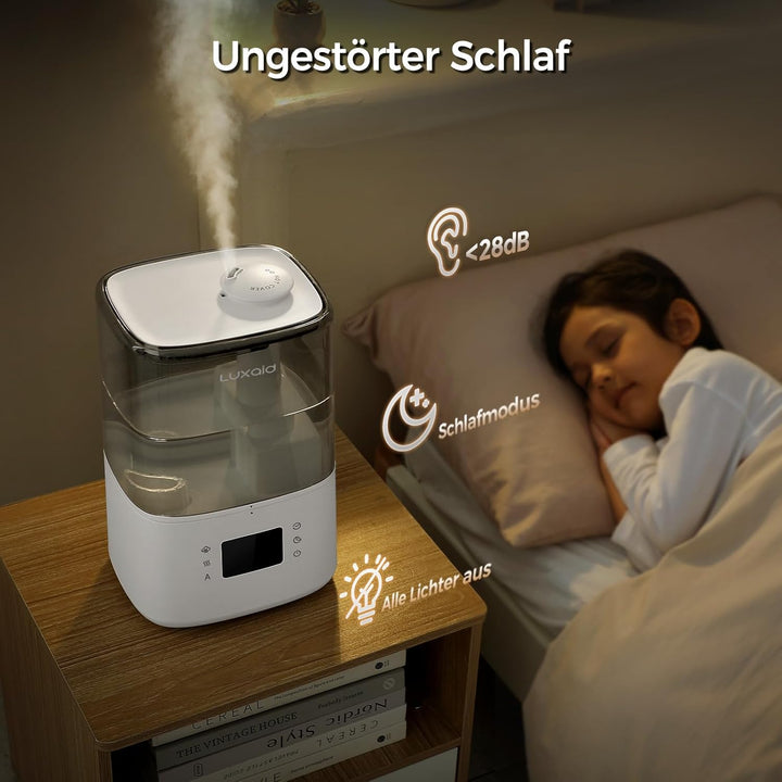 4,5L Luxaid Warm- und Kaltnebel Luftbefeuchter Schlafzimmer Grosse Räume mit Fernbedienung & Hygrost