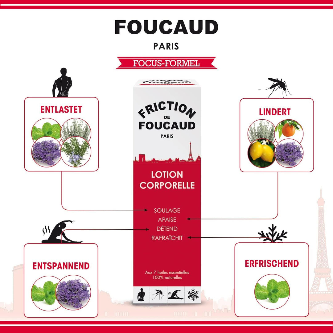 Lotion | Muskeltonus, Frische & Wohlbefinden | Glasflasche 500 ml | Ätherisches Öl-Konzentrat |Fouca