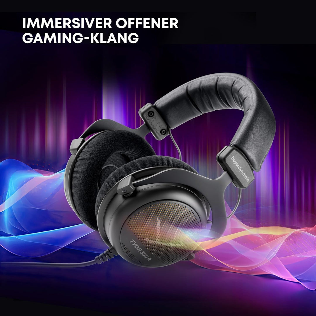 beyerdynamic TYGR 300 R Kopfhörer, offener Gaming-Kopfhörer, kabelgebunden, schwarz, geeignet für PS