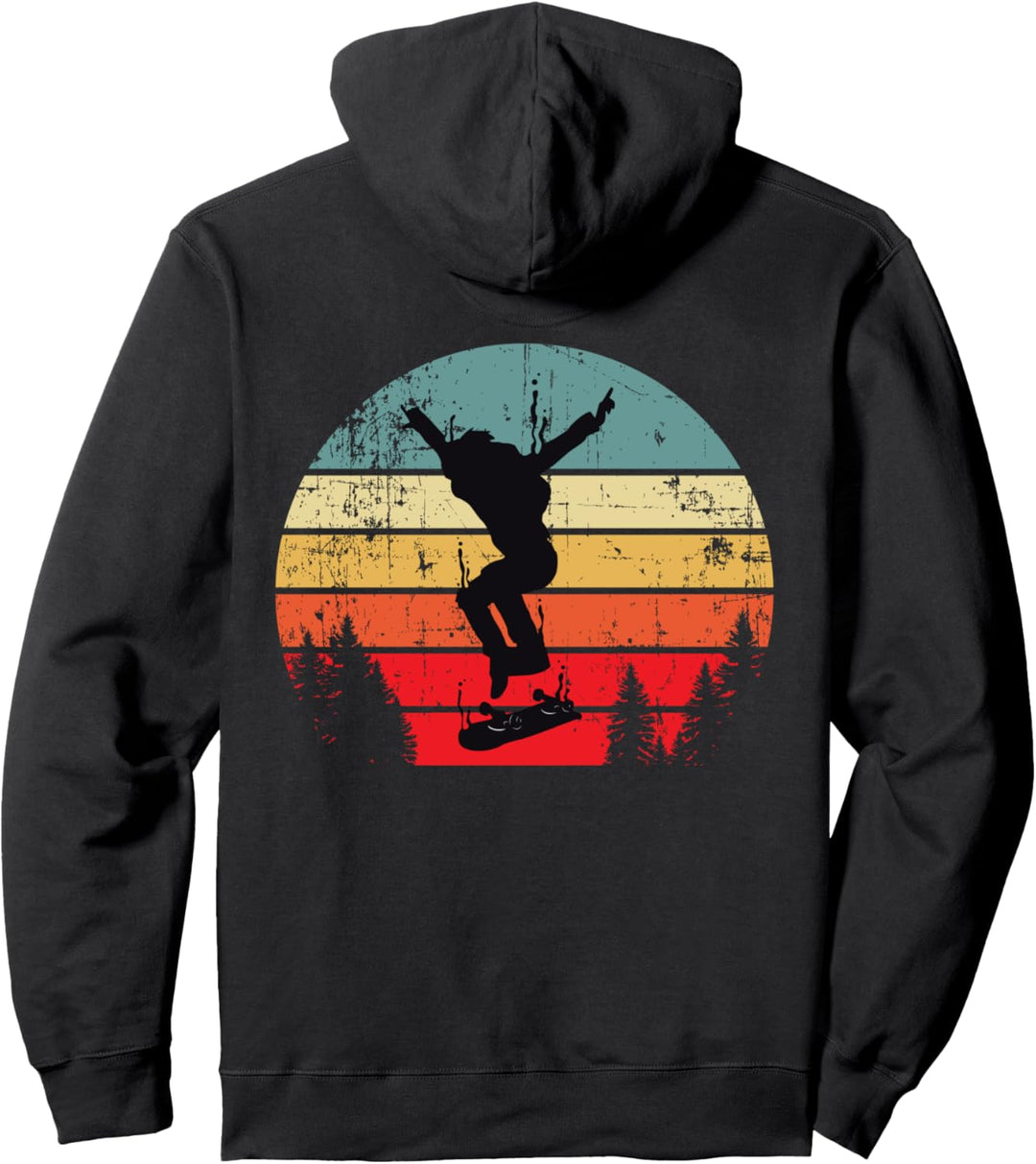 Skateboard Retro Vintage Sonnenuntergang Hüfte silhouette Pullover Hoodie