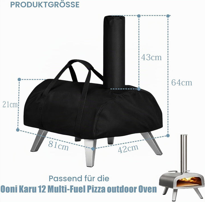 Pizzaofen Abdeckung für Ooni karu 12, 420D Wasserdicht Pizzaofen Tragetasche Oxford-Stoff Pizzaofen