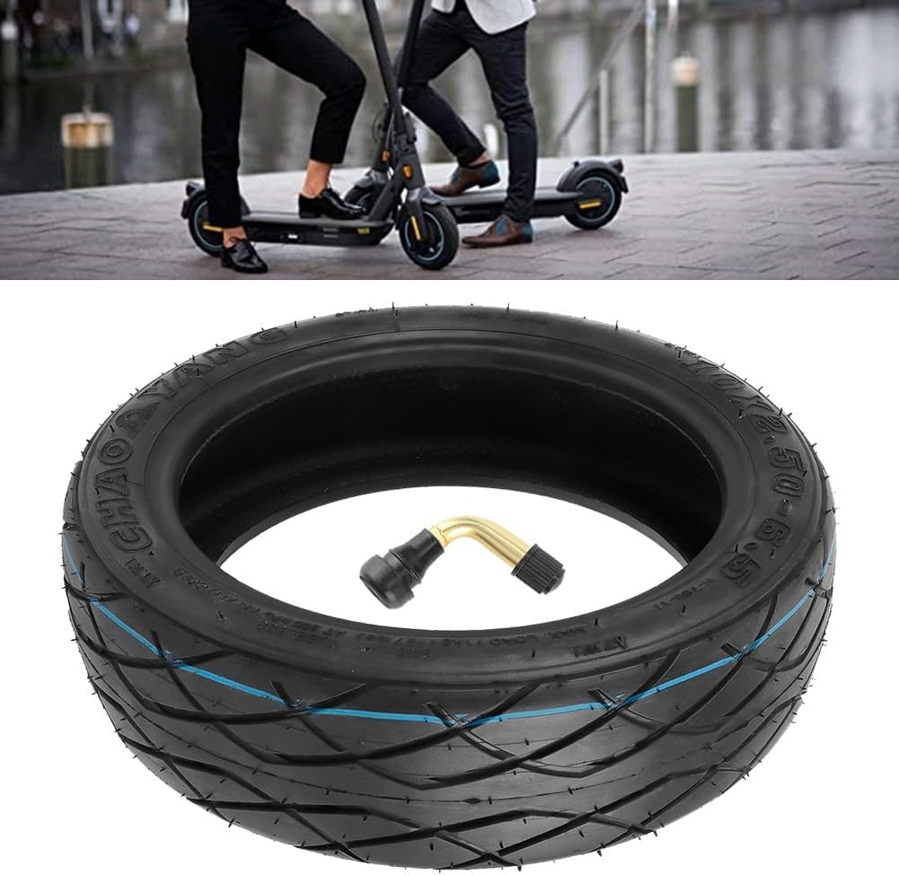 Elektroroller-Reifen, 10 Zoll schwarzer Gummi 10x2.50-6.5 Tubeless Reifen Kit, geeignet für 60/70-6.