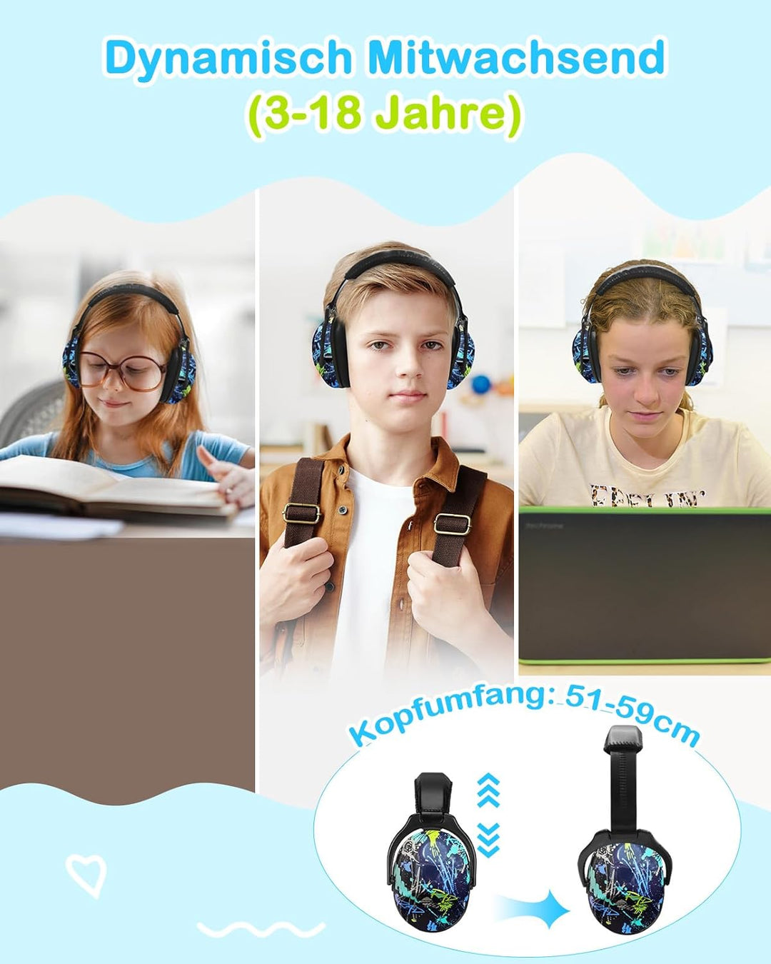 ZOHAN 030 Gehörschutz Kinder, Lärmschutz Kopfhörer Kinder mit Autismus, Passiver Kapselgehörschutz f