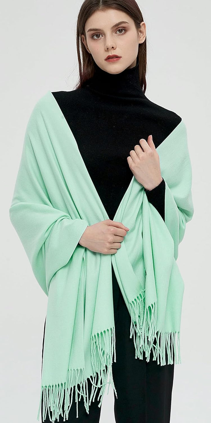 Pashmina Schals und Wraps Schals für Damen Hochzeit Party Winter Warme Lange Solid Color Mintgrün, M